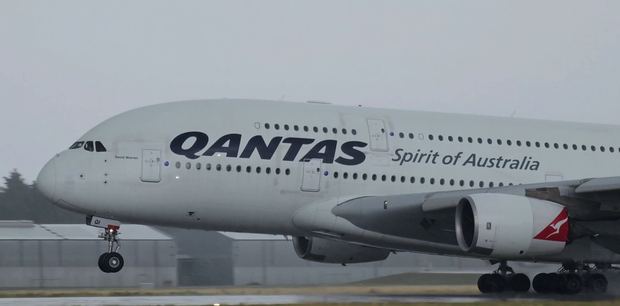 Qantas Airbus A380 departure from Dresden to Sydney